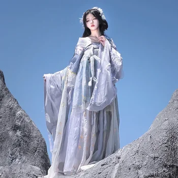 Женствена рокля Hanfu династията Ижиге Уей Джин, тежка промишленост, декоративно рокля Hanfu с бродирани с четка, комплект от 7 теми