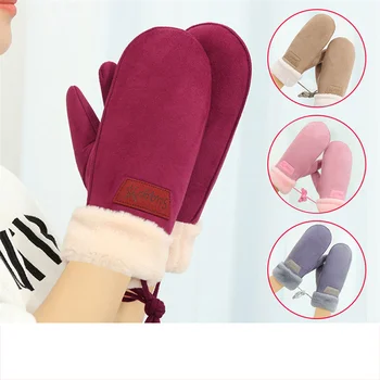 Нови мъжки ръкавици от овча кожа с по-дебела вълнена подплата и модерен зимни ветроупорен и мразоустойчив, топли ръкавици