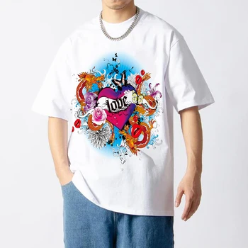 Памучен Риза в стил Хип-хоп С къс ръкав, Мъжки Лятна Тениска West Coast American Street Chicano Tatoo Totem Print, Ежедневни Блузи, Мъжки Дрехи