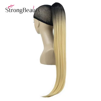 StrongBeauty Дълга права Шнола за cauda equina в конском опашката Омбре За изграждане на Синтетични косми на заколке за коса