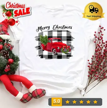 Тениска за камион Farm Fresh Christmas Trees, Коледна тениска, Коледна семейство, червен