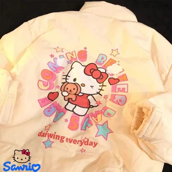 Дамски дрехи, с памучна подплата аниме Sanrio Hello Kitty, зимни утепленная топло яке с хубав принтом, ежедневното палто с висока яка за момичета