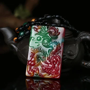 Нефритови медальон ръчна изработка с дракон, моден бутик за бижута, мъжки и женски семицветное колие с дракон