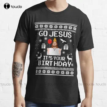 Напред, Исус! Тениска за рожден ден, забавна коледна тенденция тениска, готическата риза, креативна забавна тениска, индивидуален подарък, градинска облекло Xs-5Xl