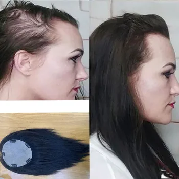 16 инча Натурален директен topper от човешки косъм, 5 щипки периметъра, пълни с копринени горните части за коса за жени с по-малко коса