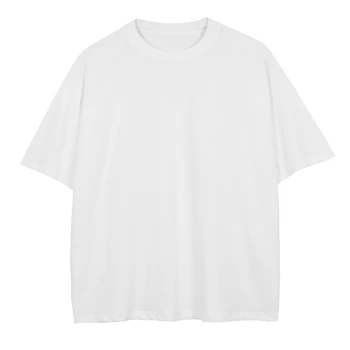 Однотонная ежедневни свободна тениска с кръгло деколте, основен топ с къс ръкав и заниженными рамене