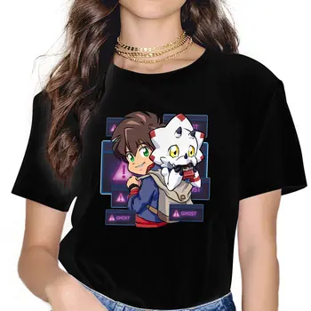 Реколта класически тениски Hiro и Gammamon за жени, тениска с кръгла яка, риза Digital Monster Manga с къс ръкав