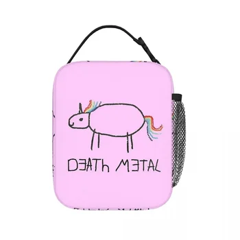 Чанта за обяд с изолация Death Metal Unicorn, Преносими Чанти за пикник, термоохладитель, обяд-бокс, Обяд-мъкна за жени, работа, деца, училище