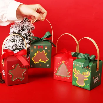 подаръчни кутии от коледна хартия с образа на Лосове, Коледната елха, колокольчика, звезди, шоколадови бонбони, шоколадови ленти, Опаковане опаковане за партита.