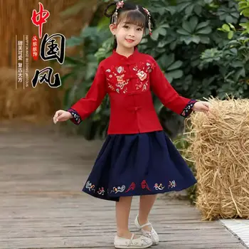 2 бр./компл., детски костюм Тан 2024, коледен костюм Ханфу с шарките на китайския Лъв, ежедневни облекла