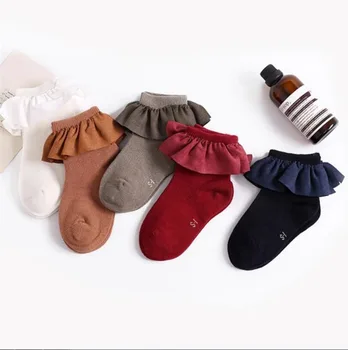 Нови чорапи за новородени деца, мини чорапи за новородени момичета, есенно-зимни чорапи, Сладки чорапи с къдри