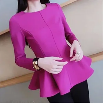 Елегантна однотонная универсална блуза с волани, дамски дрехи, Новост есента 2023, ежедневни пуловери оверсайз, офис жените риза