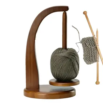 Притежателят на прежда за плетене на една кука, дървена Въртяща се сонда на Притежателя, Портативно ръчно плетиво, държач за съхранение на прежди с магнитна левитацией