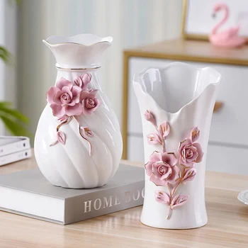 3D керамична ваза За домашен интериор Креативен дизайн декоративна Порцеланова ваза за цветя за сватбена декорация