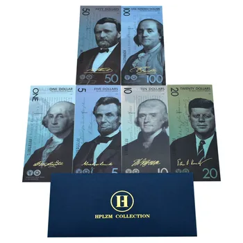 6шт и плик Банкноти в щатски долари 1/5/10/20/50/100 долара Запомнящо други Сувенирни подаръци