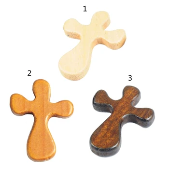 Малки дървени удобни тик ръчно изработени, джобни кръстчета за молитва и медитация, религиозна принадлежност, здрав совалка