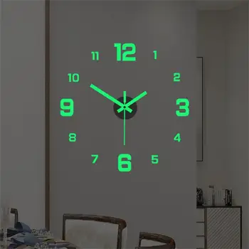 Светещите цифри на часовника Творческа просто за декорация на стените у дома, хол, офис, стенни часовници, без звук, стикери за стена, без перфорация