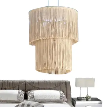 Елегантен светъл лампион от ръчно изработени Луксозни Полилеи, Висящи лампа в стил Бохо Светъл лампа Тъкани Гобеленовый декор