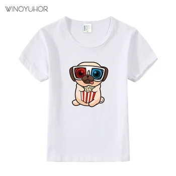 Тениска за малки момчета, ризи с къси ръкави модел анимационен кучета, лятна ежедневни тениска за момиченца