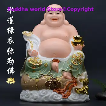 благородна статуя на Буда Азия Home store company Shrine GOOD LUCK RUYI Бог на богатството Буда Майтрейя нефритовая позлатен Скулптура