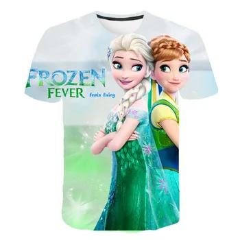 Нова Лятна Тениска Frozen 2 Anna Elsa Meisje С 3D Дигитален Печат Kleding Върховете Frozen Snow Queen Anna Elsa Тениски С Анимационни принтом