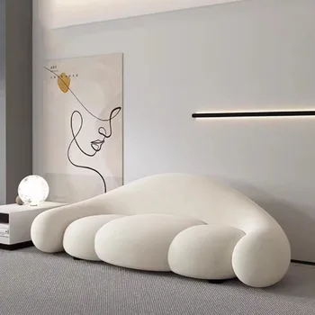 Уникални извити минималистични дивани с флип от облегалката за всекидневната, Мързелив диван за антре, Ергономична Градинска мека мебел WXH30XP