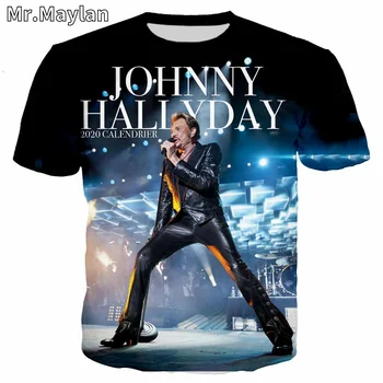 Нова тениска Johnny Hallyday Rock tshirt 3D Унисекс Ежедневни Градинска облекло в стил хип-хоп, Тениска Homme, Върхове Camiseta Hombre 5XL S1