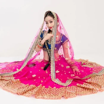 Нов индийски женски танцов костюм за изяви Красив комплект за бродерия, за да направя Сари Лехенга Чоли Анна