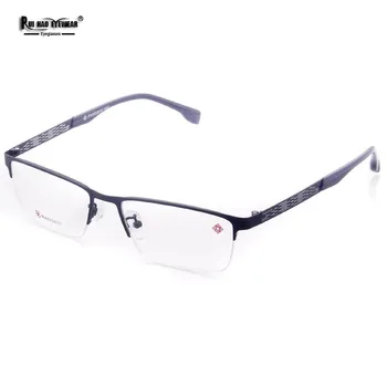 Руи Hao Eyewear Рамки За Очила Мъжки Тъмно-Сини Рамки За Очила От Титанова Сплав Правоъгълни Оптични Очила 92449