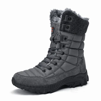 Мъжки зимни обувки Супер Топли мъжки туристически обувки от висококачествена водоустойчива кожа с високо берцем голям размер Мъжки обувки и улични маратонки