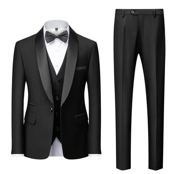 Мъжки ежедневни бизнес костюм за пушачи M-6XL, модерен блейзър елит на марката, жилетка, панталони, Сватбена рокля за булката, костюм за парти