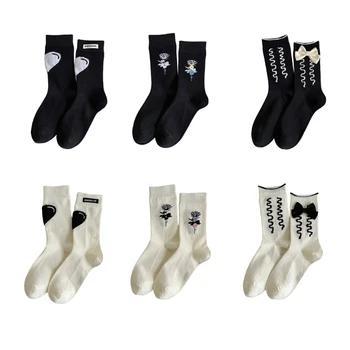 Стилни дамски чорапи, японски модни ежедневни чорапи със средна дължина, меки, топли и забавни T8NB