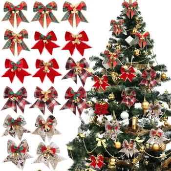 Ново Коледна украса Камбанка Лък, Аксесоари за украса на Коледното луксозни кутии и Аксесоари за окачване на Коледната елха