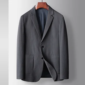 6485-R-Кариран костюм от висок клас, мъжки бизнес всекидневен костюм, trend костюм за отслабване, костюм по поръчка