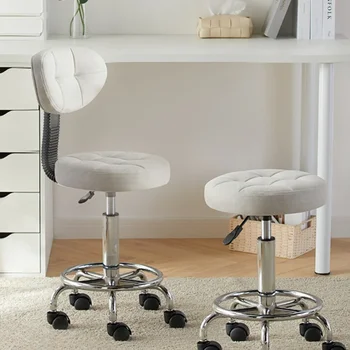 Минималистичен компютърен подвижен стол С Висока Козметични шкивом, Въртящ се стол, Модерно облегалка на рецепцията, кръгло Практично столче за грим