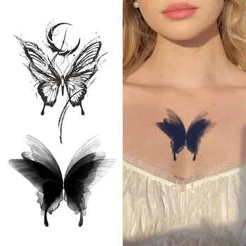 1 бр. водоустойчива временна татуировка Стикер 3D Пеперуда Фалшива татуировка на Крака Ръка Изкуство за Еднократна употреба временна стикер с татуировка на Пеперуда