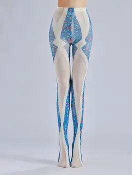 Чорапогащник в синьо модел, основни чорапи с ромбическим модел