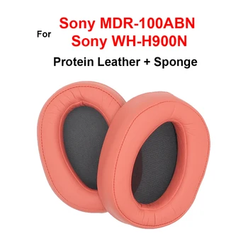 Амбушюры, амбушюры за слушалки Sony MDR-100ABN / WH-H900N от протеини на кожата и порести оранжев цвят