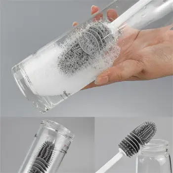 Силиконова четка за чаши, богат на функции Подвижна четка с дълга дръжка Потребителска Четка за почистване на стъклени чаши Кухненски Инструменти