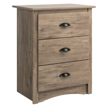 Нощно шкафче за спалня Salt Spring Coastal с 3 чекмеджета, сив цвят.
