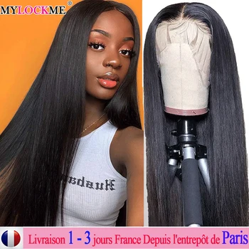 Елегантен перука от човешки косъм с дантела отпред 13x4, Бразилски прозрачен перука с дантела, предварително выщипанный за черни жени, естествения цвят на Реми