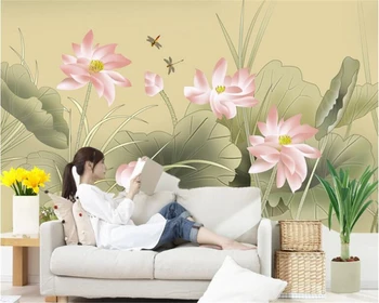 beibehang, Адаптивни вътрешна украса, картинки papel de parede, 3D тапети, боядисване, на фона на всекидневна с lotus